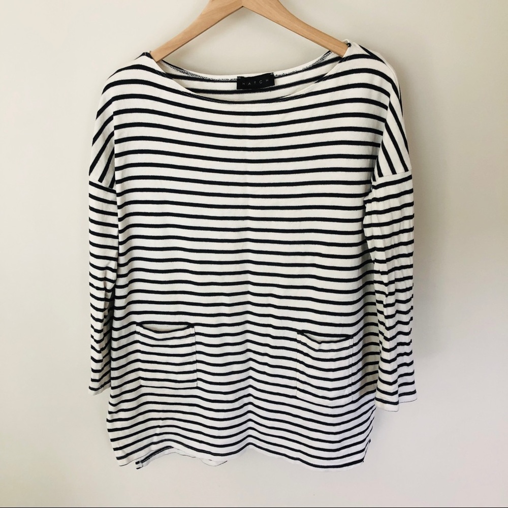 Hatch Black and White Striped Top